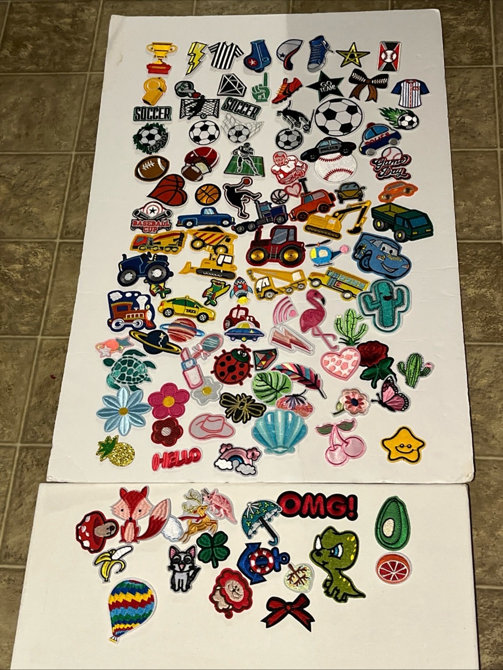 113 Embroidered Patch Bulk Lot Mixed Themes Sports Cars Flowers More Shiny Backs